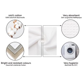 ZOLLNER Set of 10 Guest Towels Waffle Pique, 100% Cotton, 30 x 50 cm, White