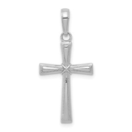 GlittersandGold 14K White Gold Diamond-cut X Cross Pendant Bracelet Necklace