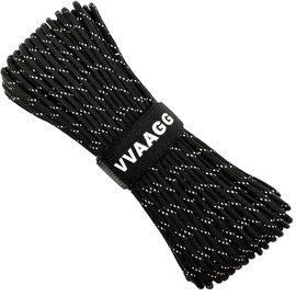 VVAAGG Reflective Paracord Rope 100FT with Velcro Strap, 7 Strand Nylon para Cord Lanyard Utility 550 Parachute Cord, 4mm Thin Tent Rope for Outdoor Camping Hiking