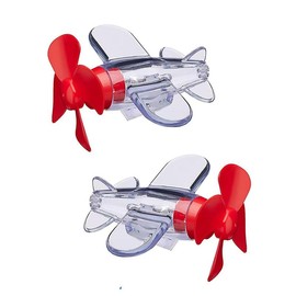 DEWEST Wind Power Led Lights Propeller Airplane Motorcycle Bicycle Handlebar Car Decoration, Car Ornaments,Mini Bike Accessories and Decorations Vehicle car decorations - Color: Red-2psc