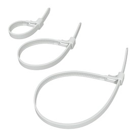 KabelDirekt Cable Ties Pack of 3 Resealable with High Tensile Strength (Removable and Reusable Reusable Cable Ties for Sustainable Use, White) - 3 x 40 Pieces, 150, 200 mm x 7.4 mm