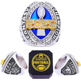 ZZXZJW 2025 Fantasy Football Championship Ring Trophy Award for Fantasy Football League Winner (Model 2, Size 10)