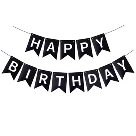 Runhiskii Soccer Happy Birthday Banner, Black Soccer Birthday Sign for Boys Girls Fans Party Decoration