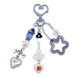 SUDIKUB y2k Keychain Cute Backpack Charms Novelty Aesthetic Keychain For Bag Keys Pants Jeans Purse Backpag Stylish Heart Butterfly Keyring Accessories Gifts For Women Girl Her