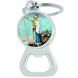 Life and Death Vintage Painting Skeleton Bottle Opener Keychain