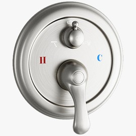 WHSHOWER 3-Function Shower Diverter Valve Concealed Solid Brass Shower Mixer Valve Pressure Balance Valve Trim Kit for Bathroom Shower System, Flows Can Be Controlled, Brushed Nickel