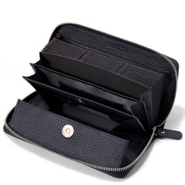 CHAMESH Women's Long Wallet, Genuine Leather, Garcon, Coin Through, Skimming, Large Capacity, Black