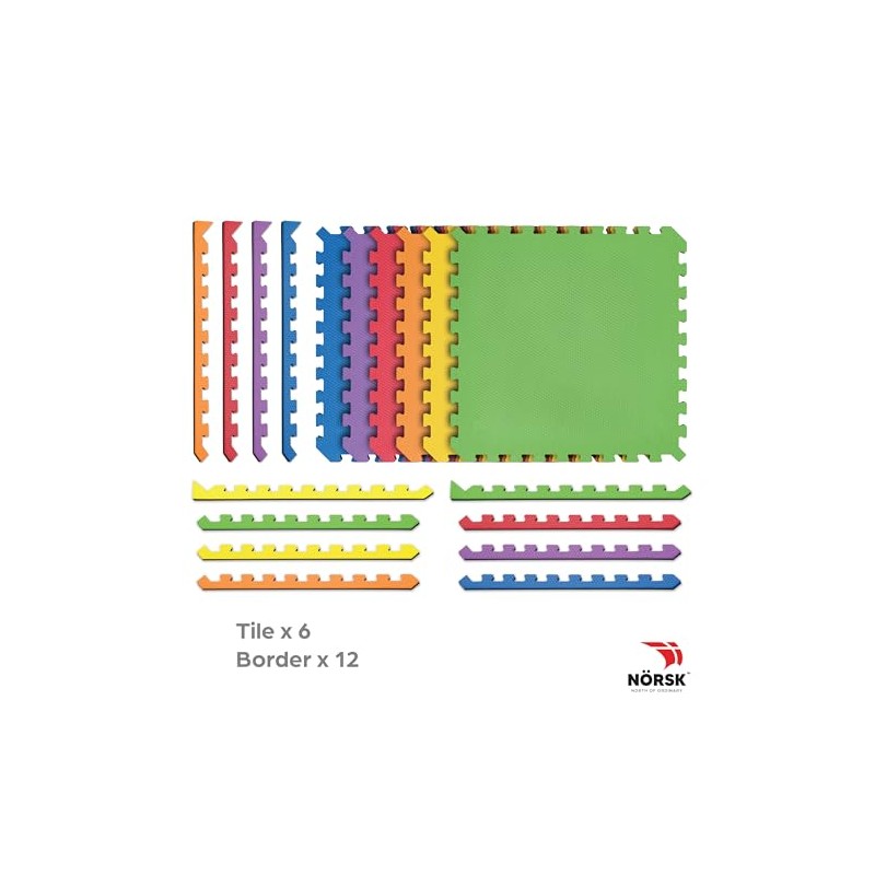 Norsk Dual-Sided Reversible 1/2" Foam Exercise Mats for Home Gym