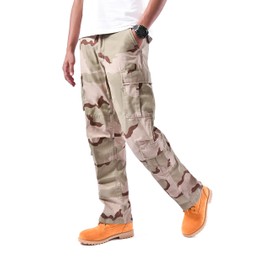 BACKBONE Mens Military Army Style Camouflage Cargo Pants for Fishing Hunting Gaming Camping (30, Tri-Color Desert Camo)
