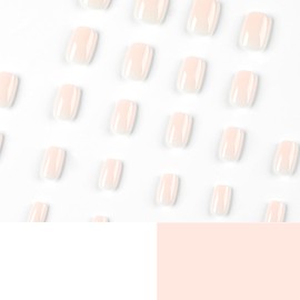 Pack of 24 Press on Nails Short - Square Nails for Sticking - Shiny White Artificial Nails - Fingernails for Sticking Acrylic Full Cover for Women Girls Nail Art Manicure (Ice White)