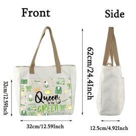 AKTAP Novelty Golf Accessory Gift Funny Golf Lover Tote Bags Queen Golfers Gifts For Golf Lover Golf Player Coach Appreciation Gift (Green TB)