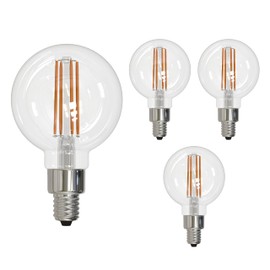 Bulbrite 776873 4 Watt LED G16 Clear Decorative Globe Candelabra (E12) Base, 2700K Light Bulb (4 Pack)