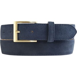 BELTINGER Suede Belt 3.5 cm | Suede Leather Belt for Men 35 mm | Suede Belt with Golden Belt Buckle, Navy, gold