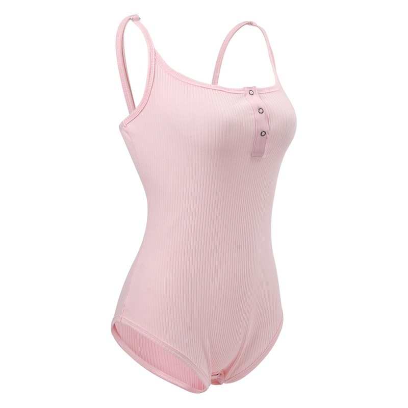 CutiePlusU Cotton Button Crotch Adult Sling Onesie Bodysuit V-Neck Button,