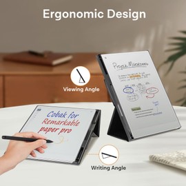 CoBak Case for Remarkable Paper Pro -with Pen Holder, Nibs Storage and Multi-Angle Foldable Stand Feature -Perfect Choice of Remarkable Paper Pro Case with Pen Holder, Black