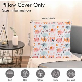 Children's Cushion Cover Decorative Patterned 40 x 40 cm, Baby Toddler Cushion Covers for Prams, Organic Cotton Pillowcase with Zip (1 Pack)
