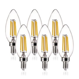 ALAMPEVER Chandelier Light Bulbs,E12 Candelabra Bulb 60 Watt,E12 LED Bulb 2700K Soft White,Candle Light Bulbs 6 Pack