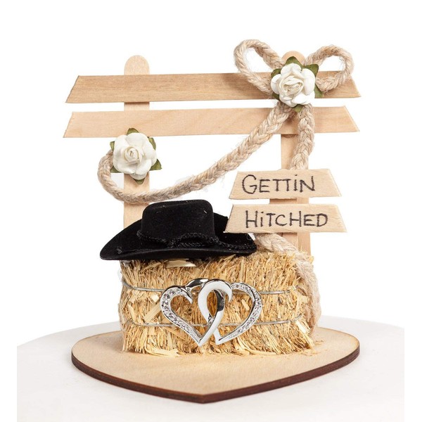Gettin Hitched Western Affection Wedding Cake Topper: Heart Color: SILVER