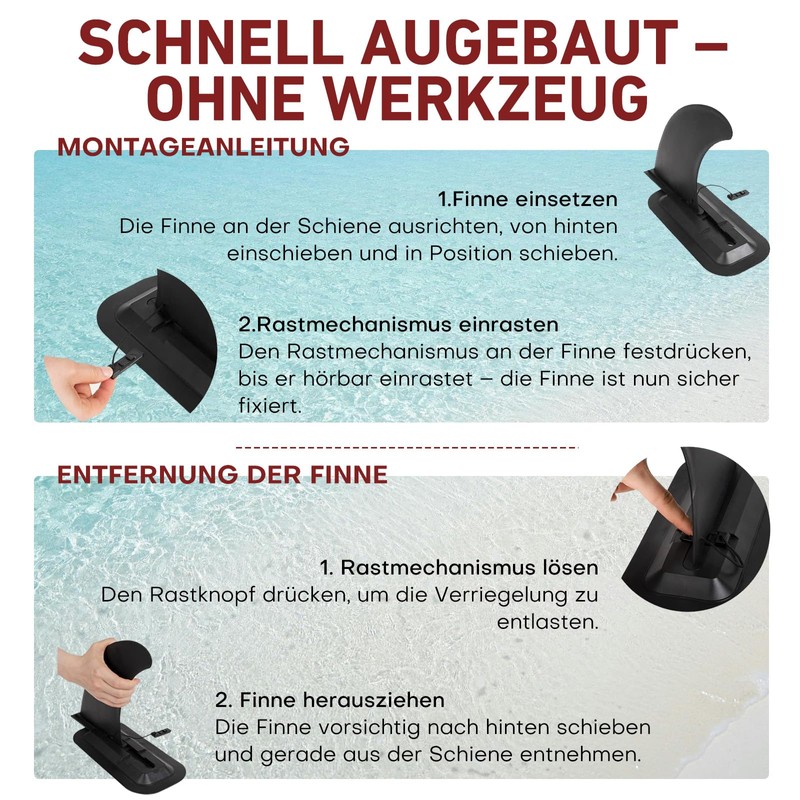 CHAMPIONPLUS Premium Black: SUP Fin - 9" Inflatable Paddle Board