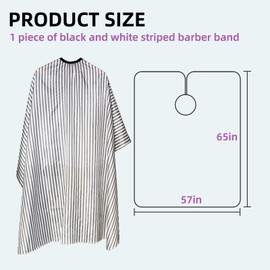 WUERKIYA Hairdressing Cape, Fashion Stripes Hairdressing Gown Barbers Cape, Full-Length Waterproof Hair Cutting Gowns for Hair Styling, Cuts and Colours, Large Size 165x145cm?White?
