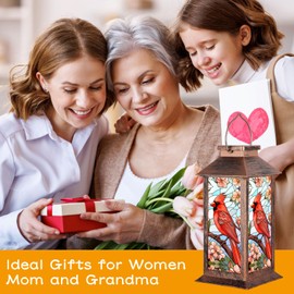 Solar Lantern Outdoor Waterproof Cardinal Garden Decor Birthday Gifts for Women Mom and Grandma Solar LED Plastic Decorative Hanging Light for Yard(Cardinal)