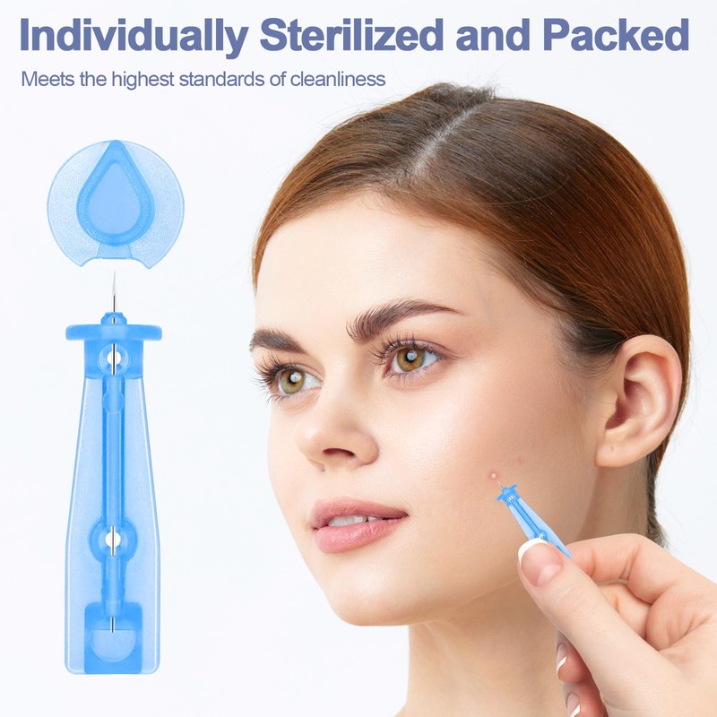 50 Pack Disposable Acne Pimple Popper Needles and 72 Dots