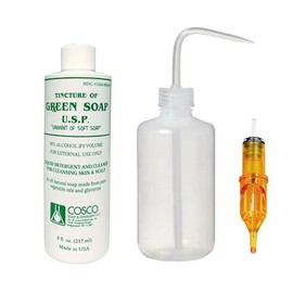 STI Tattoo Supply 8oz Cosco Green Soap Tattoo Stencil Wash and 8oz Spray Bottle, 2 Piece Assortment