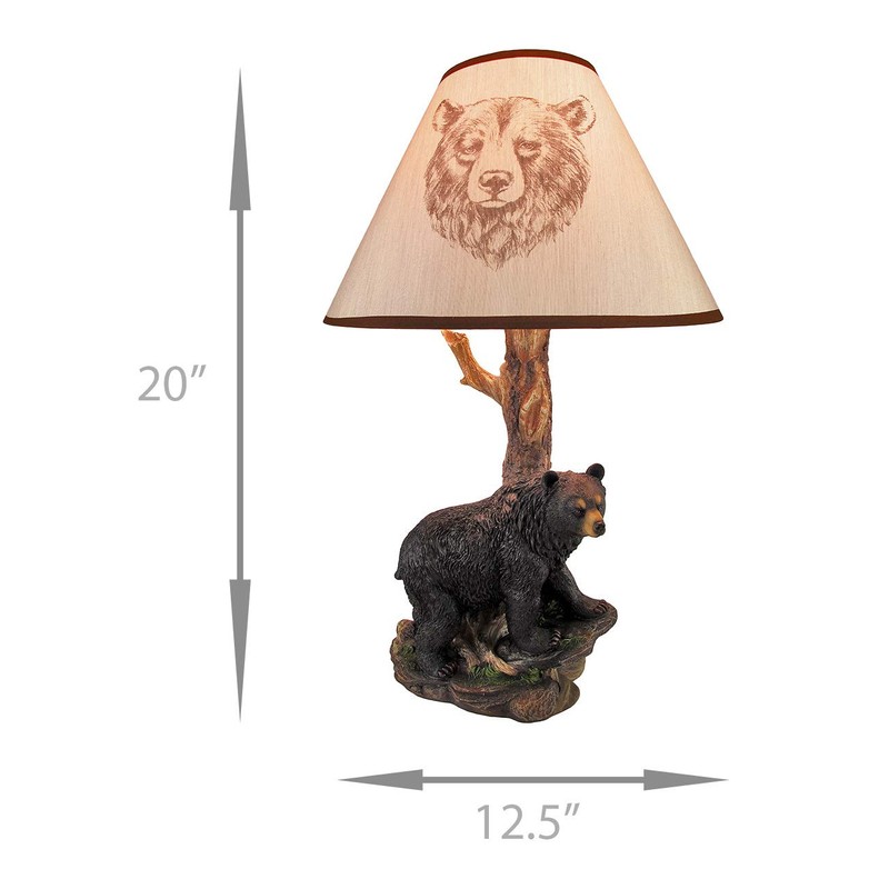 Zeckos Black Bear and Tree Table Lamp with Shade 20