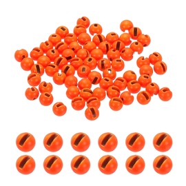 PATIKIL Fly Tying Tungsten Beads, 70 Pcs 6.4mm / 0.25 Inch Tungsten Slotted Bead Round Ball for Fly Tying Jig Hooks Fishing Materials, Orange