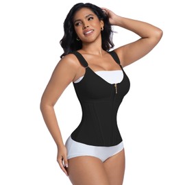 LEZSHOOU Waist Trainer for Women, Tummy Control Sports Girdle, Workout Body Shaper with Adjustable Shoulder Strap (Black, Medium)