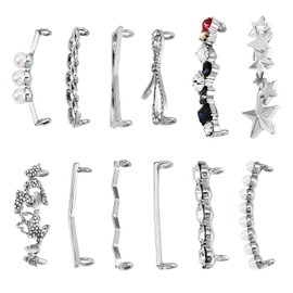 BEEFLYING 12 Pieces Shoelaces Decoration Clips Shoes Accessories Sneakers and Casual Shoes Decorative Labels Faux Pearl Rhinestone Shoes Ornaments for Sneakers Casual