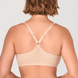 DELIMIRA Women's Front Closure Full Coverage Bras Plus Size Underwire Racerback Supportive Plunge Unlined Bra Beige 36E