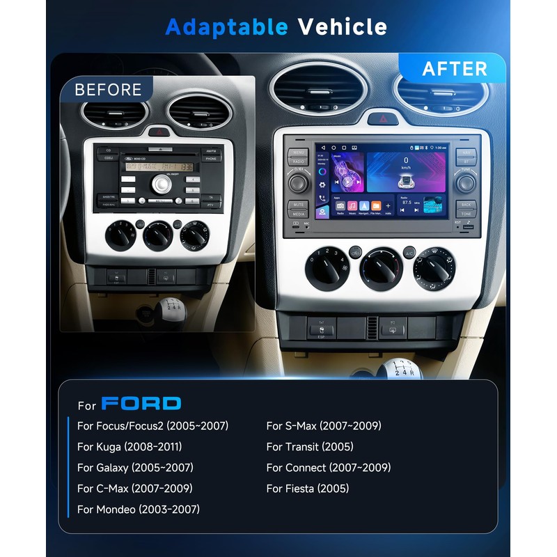4G+64G Android 15 Car Stereo for Ford Focus 2005-2007 for