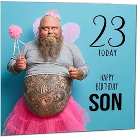 23rd Son Funny Birthday Card - Bearded Man Joke Funny Sons Birthday Card for 23 Year old twenty three, twenty third