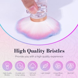 MelodySusie Nail Art Dusting Brush,Dust Collector Brush, Blush Brush, Boose Powder Brush,Makeup Brushes Acrylic Nail Tools, Pink-purple