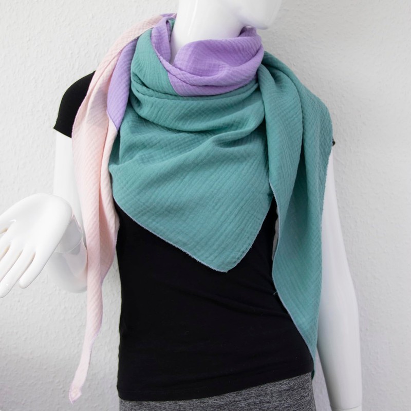 Gloop Women's Scarf XXL Knitted Triangle Scarf Cotton Triangular Scarf