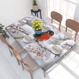 YBAOFU Rectangle Tablecloth Waterproof Elastic Fitted Table Covers, Tablecloths for 4 Foot (2.5 X 4 Ft) Tables, Outdoor Patio Garden Farmhouse Table Cover - Birch Trees