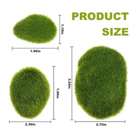 Anxingo 30 Pieces Artificial Moss Stones, Fake Moss Decor, Decorative Stones Covered with Faux Green Moss, Green Moss Balls for Floral Arrangements, Crafting and Fairy Gardens (3 Size)