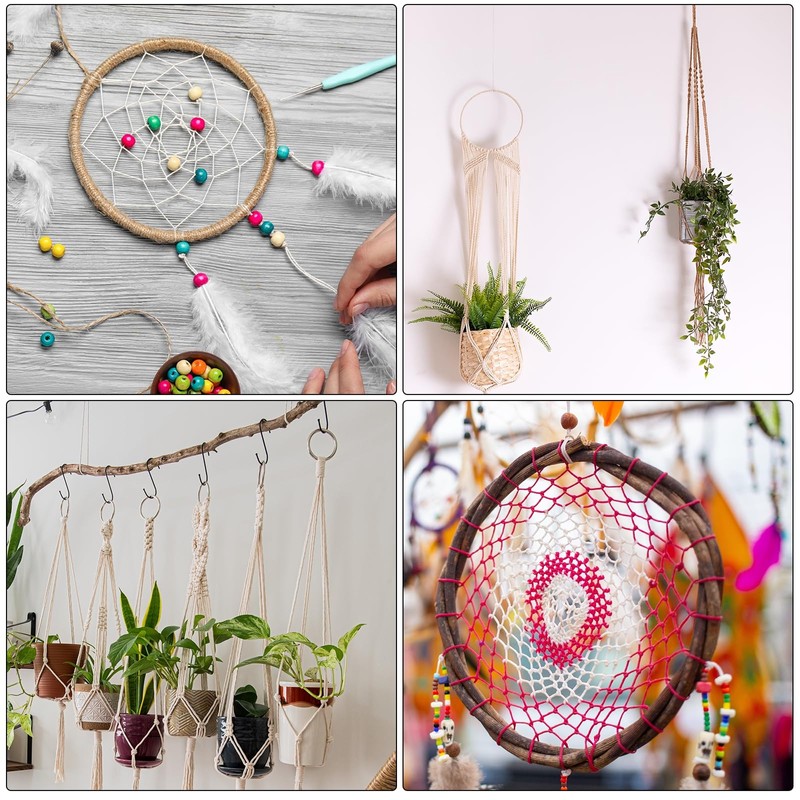 MECCANIXITY 4 Pcs Dream Catcher Rings,Metal Craft Hoops Floral Hoops