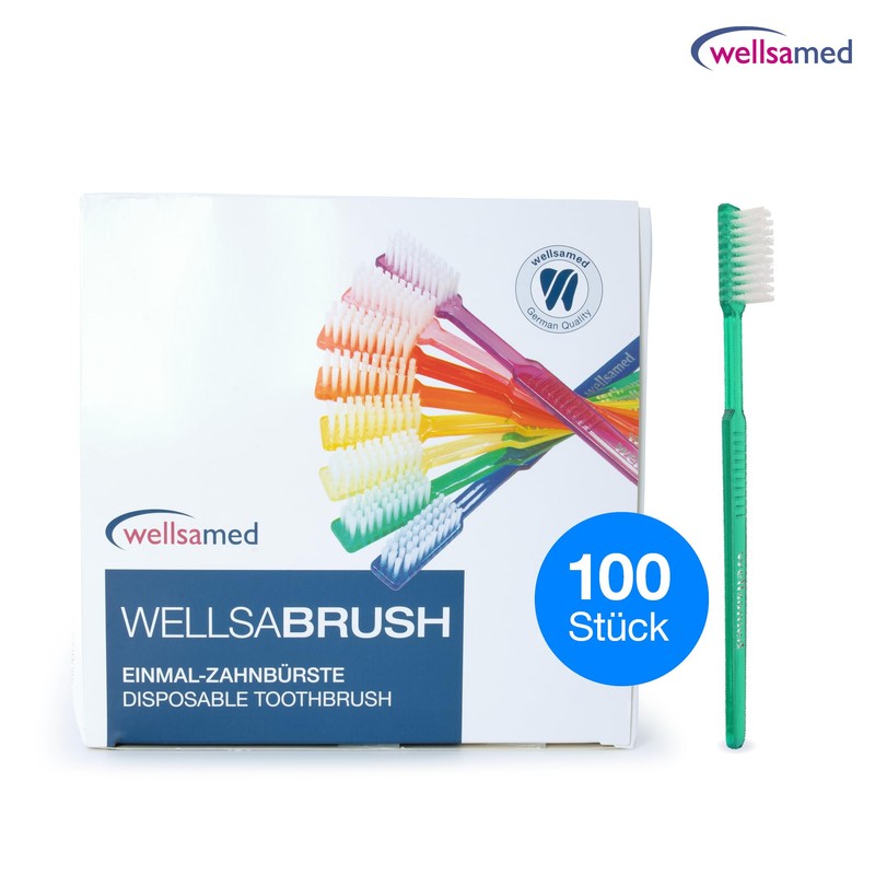 Wellsamed Wellsabrush Pack of 100 Disposable Toothbrushes Impregnated with Toothpaste