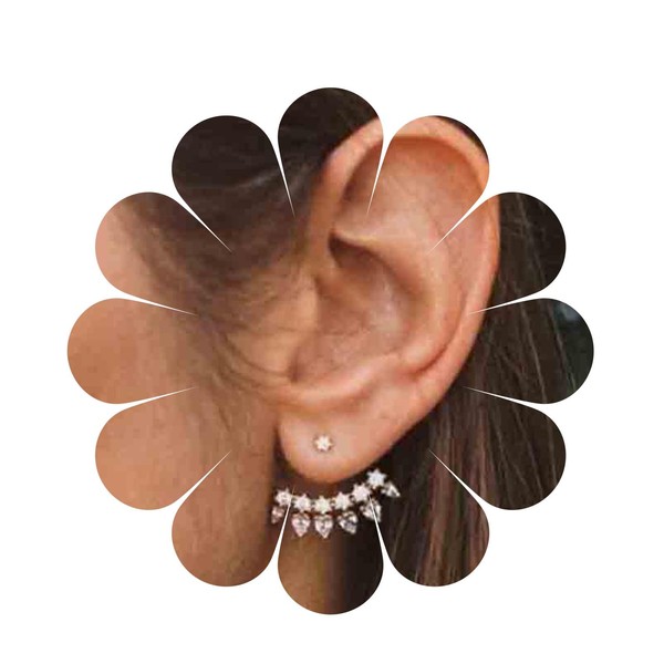 Yheakne Boho Crystal Ear Jackets Earrings Gold Rhinestone Stud Earrings