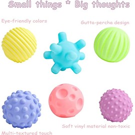 CARYWON Set de Pelotas Sensoriales, Juegos de Pelota para Agarrar, 6 Piezas de Pelotas Blandas de Silicona con Reconocimiento de Color y Textura, Adec
