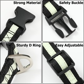 Hihope Dog Reflective Collar, Adjustable Collar with Safety Buckle, Nylon Collar for Small and Medium Dogs (Black, S)