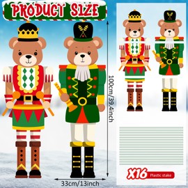 Hiboom 2 Pcs Large Christmas Bear Nutcracker Yard Sign Bear Nutcracker Outdoor Yard Decor Christmas Nutcracker Decorations for Christmas Party Supplies, 13 x 39.4 Inch