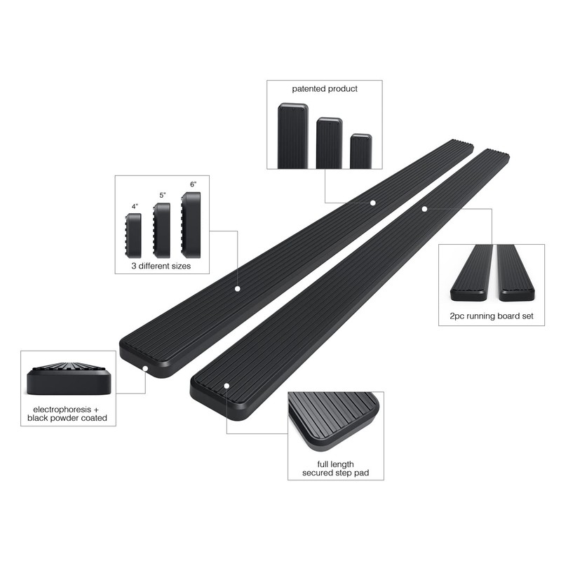 APS Running Boards 5 inches Matte Black Compatible with Jeep