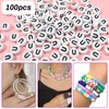 TOAOB 100pcs Vowel Letter Beads 4x7mm White Acrylic Alphabet Beads