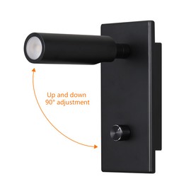 Agese Wall Mounted Reading Light Sconces Lamp Physical Dimmer Switch On/Off/Dim LED 5W Warm White 3000K Embedded Hardwired(Black WL200 Physical Dimmer)
