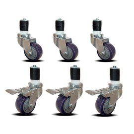 3" Casters for Food Prep Work Table - Set of 6 Rolling Wheels