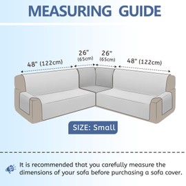 Arfntevss Sectional Sofa Cover Corner Sectional Couch Cover L Shaped Reversible Washable Sofa Slipcover for Dog Pet Quilted U Shape Couch Cover 4 Pcs Non Slip Furniture Protector (Khaki, Small)