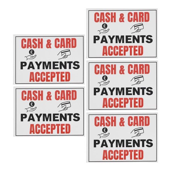 eMagTech 5pcs Cash & Card Payments Accepted Waterproof Single-Sided Stickers